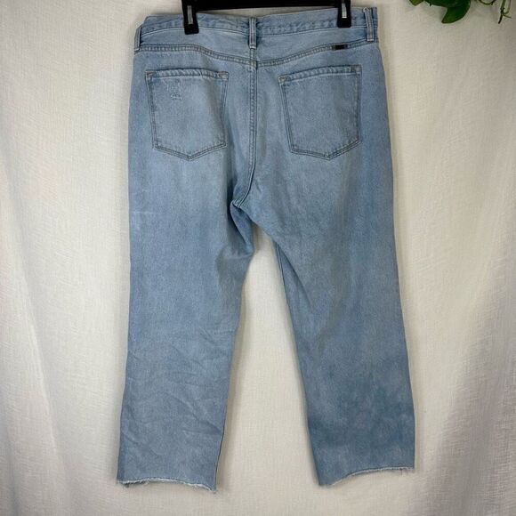 Kancan Sierra High Rise Straight Leg Distressed Jeans Women 15/31 Lightwash Blue - Picture 2 of 11